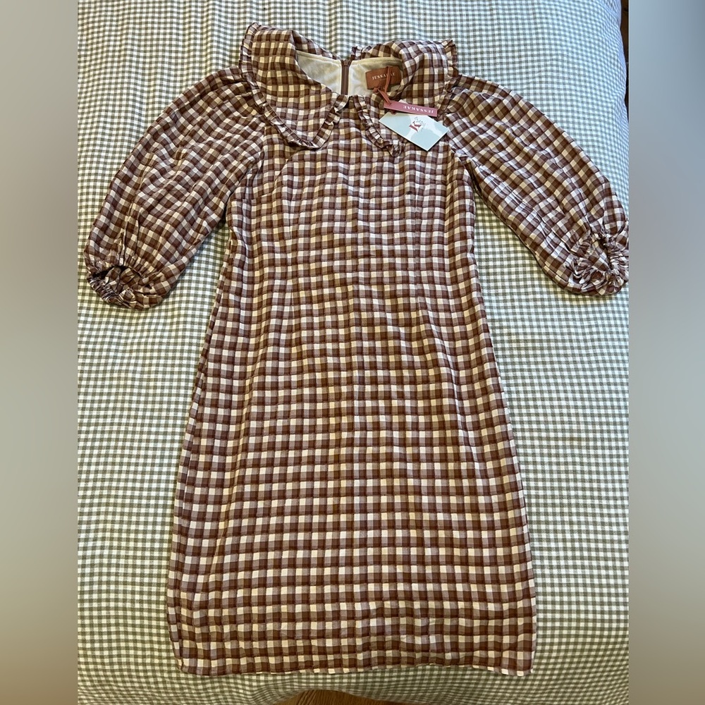 JessaKae Plaid Dress in Brown and Cream